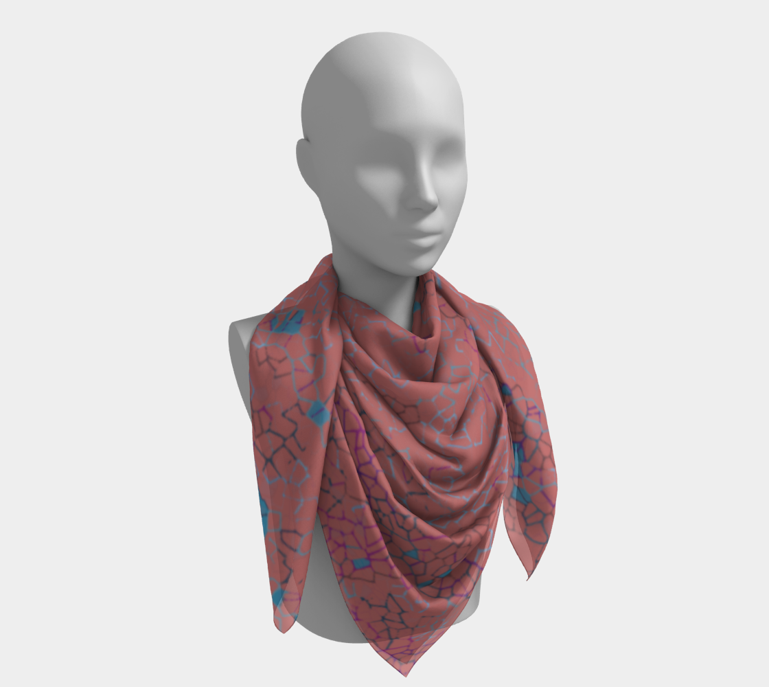 Coral abstract square scarf