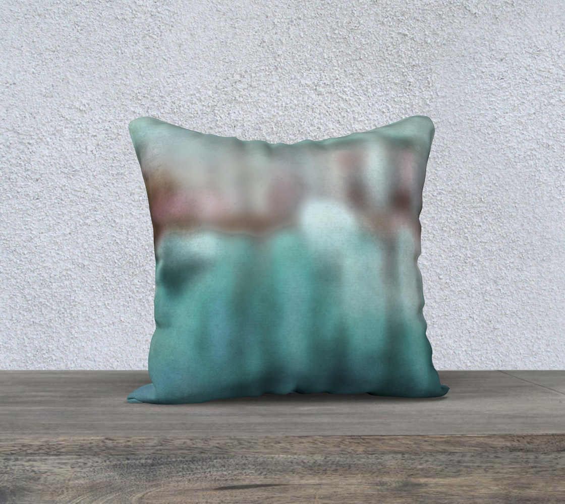 Autumn reflections - teal and wine 18 x 18 pillow case