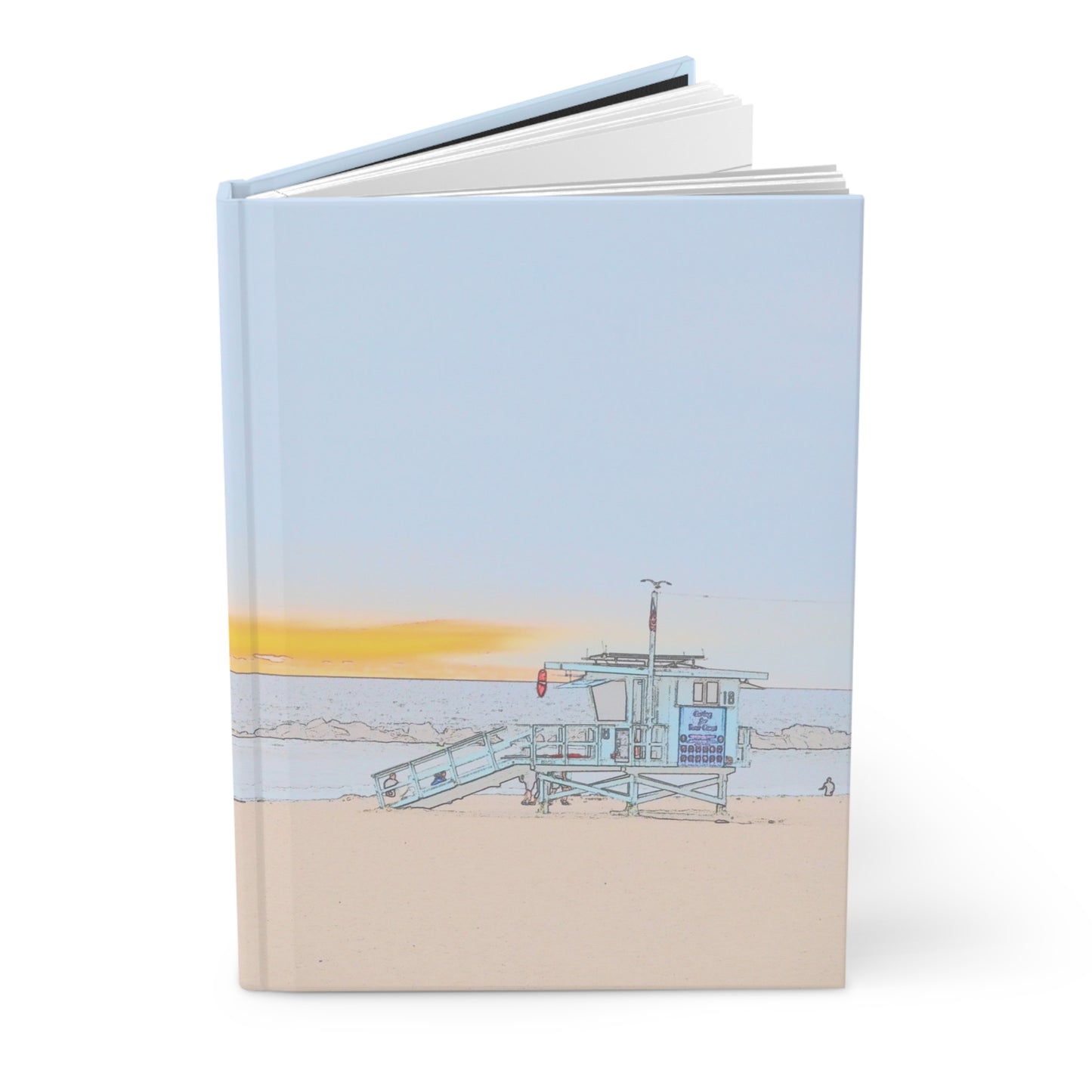 Dusk at the lifeguard tower - Venice Beach -  hardcover journal - matte finish