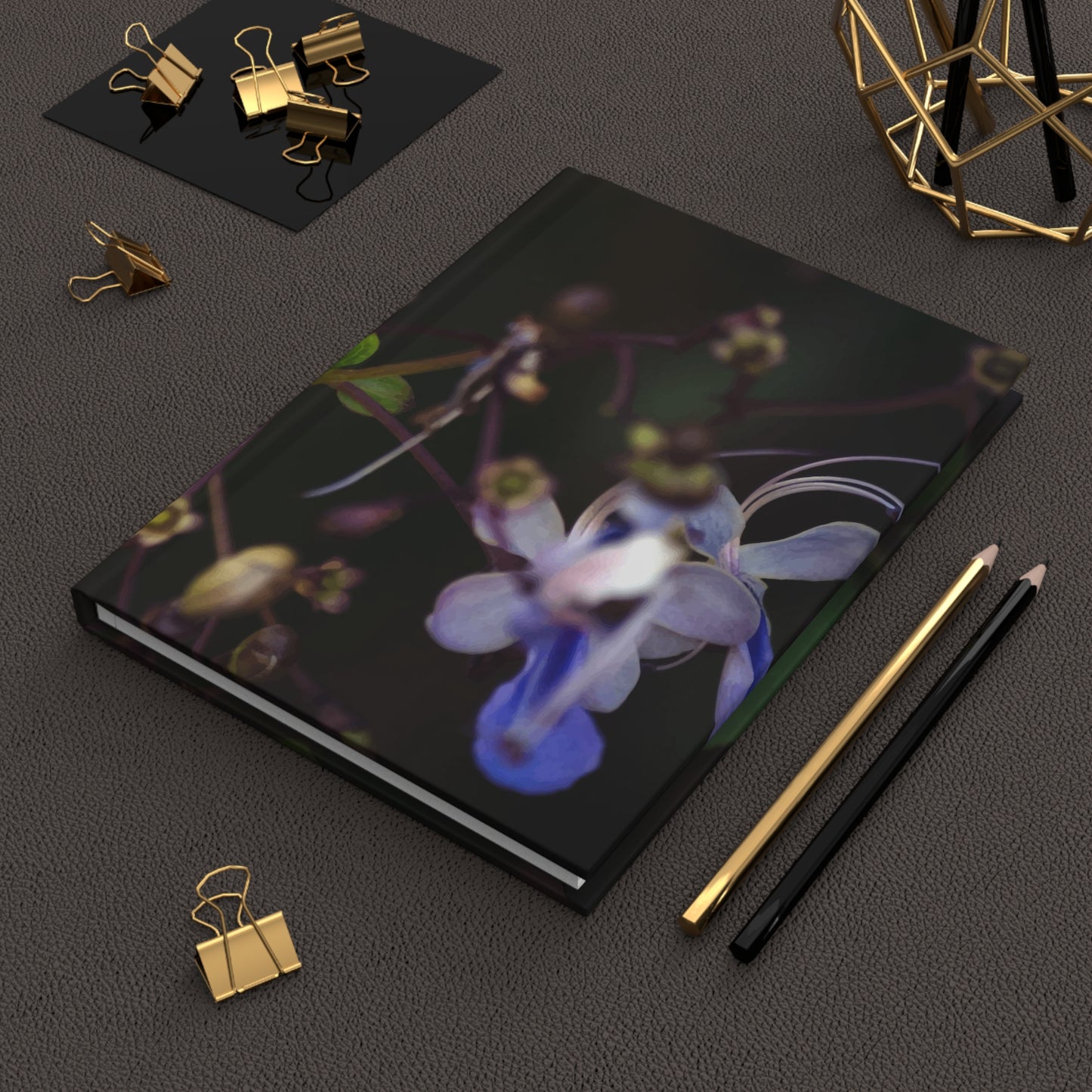 Orchid peering out from the darkness hardcover journal - matte finish