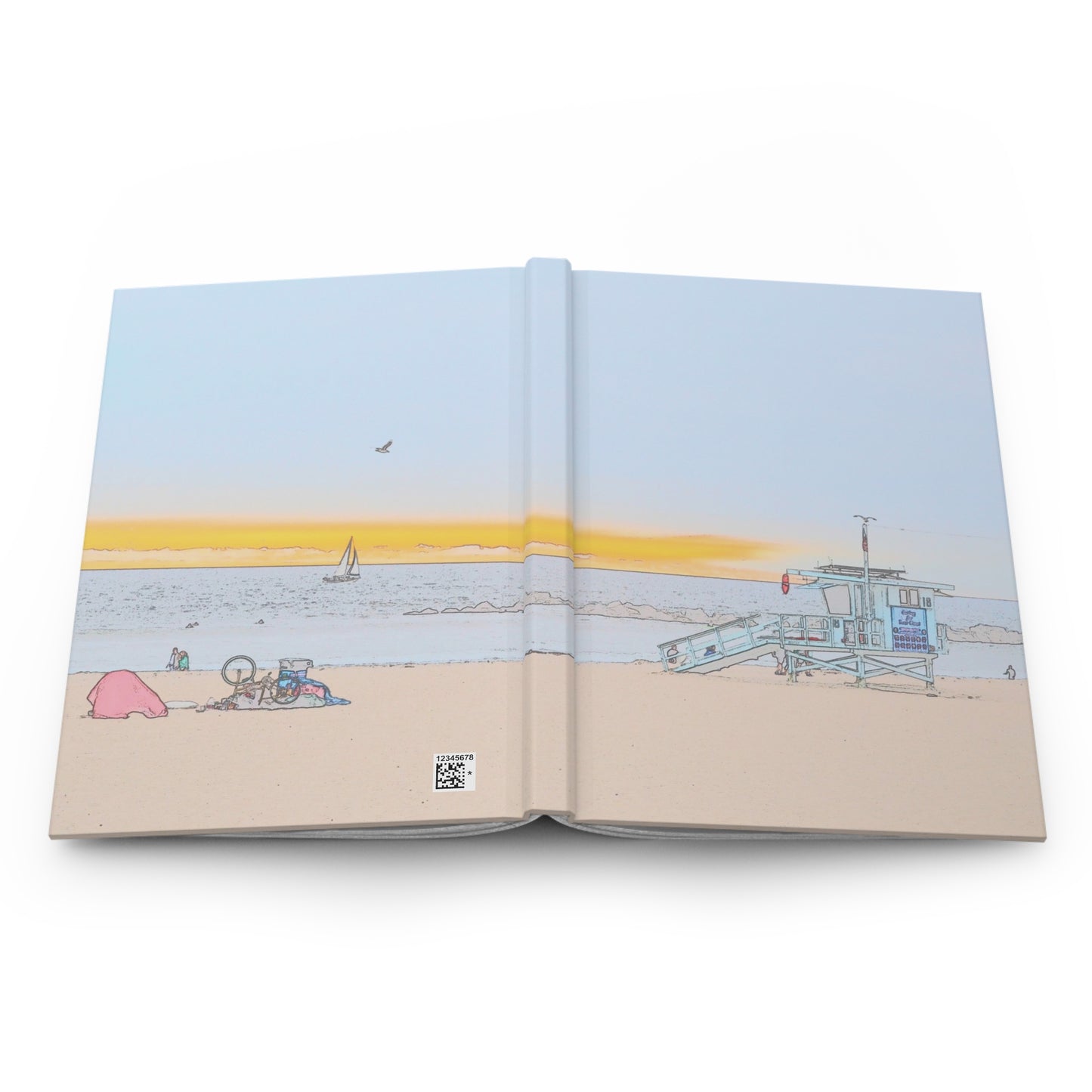 Dusk at the lifeguard tower - Venice Beach -  hardcover journal - matte finish