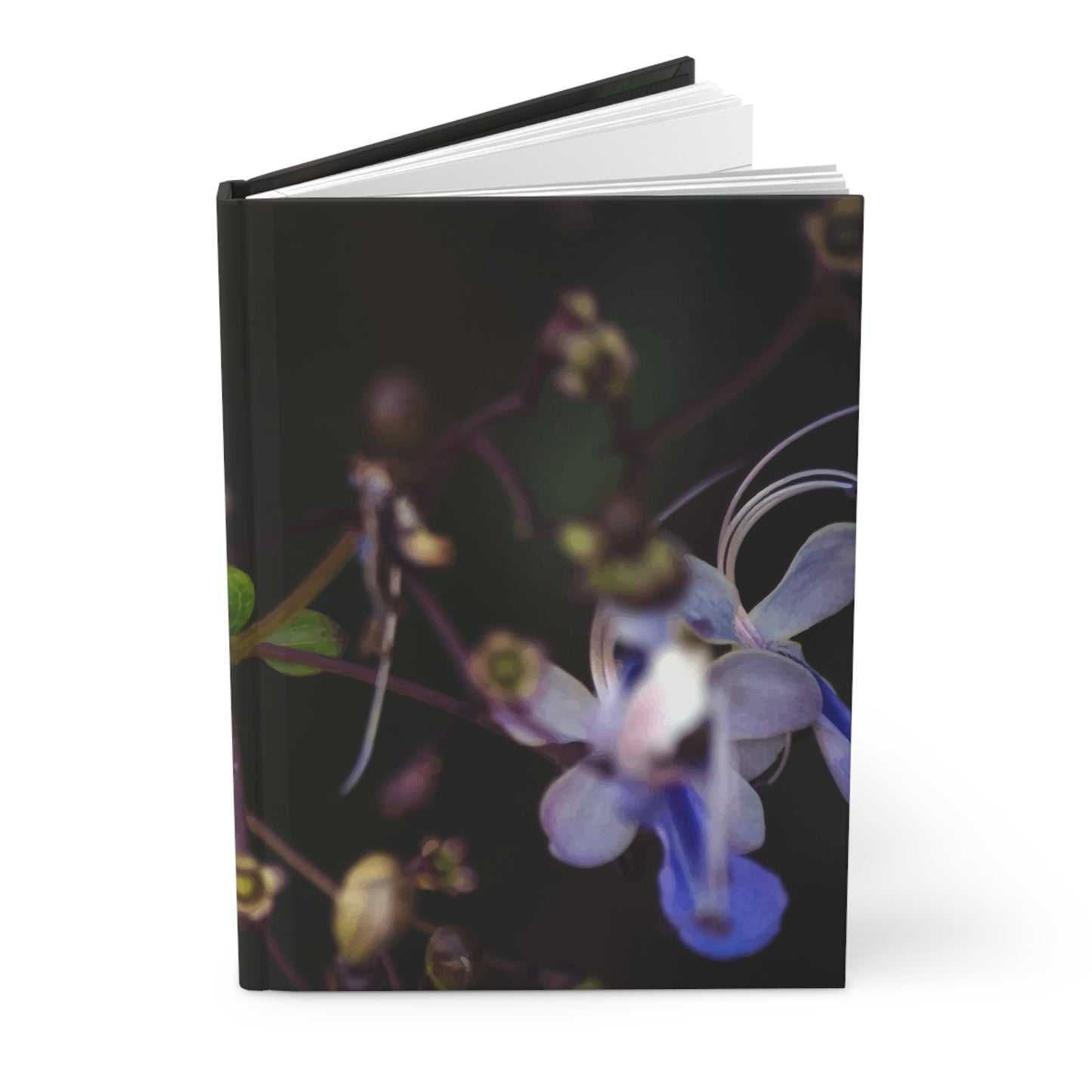 Orchid peering out from the darkness hardcover journal - matte finish