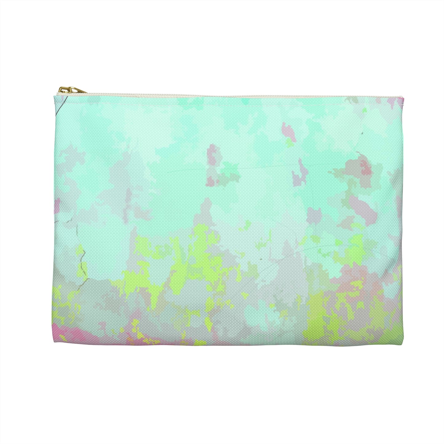 Graffiti and peeling paint in day-glo accessory pouch