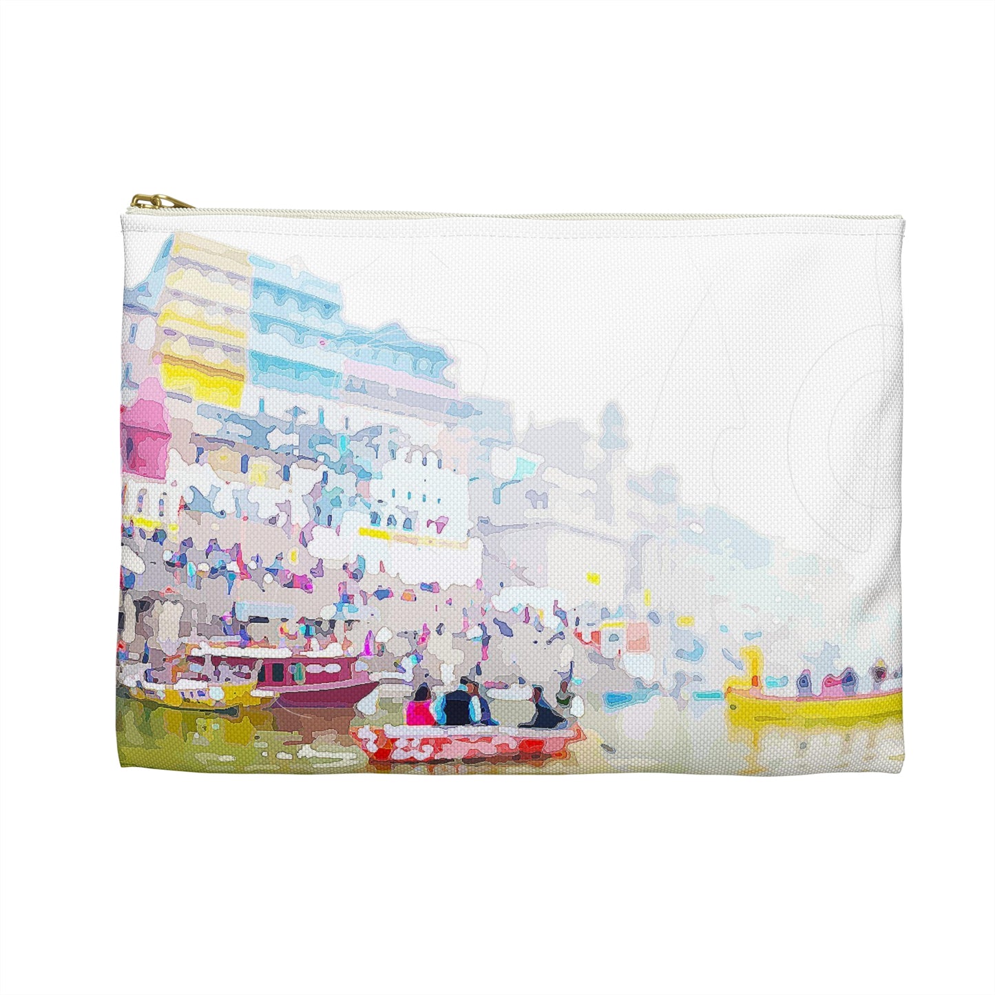 Colorful boats on the Ganges River accessory pouch