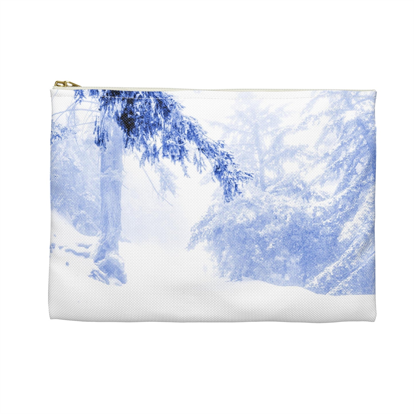 Ethereal forest in deep blue sea and falling snow accessory pouch