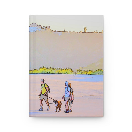 Hikers in the park at sunset hardcover journal - matte finish