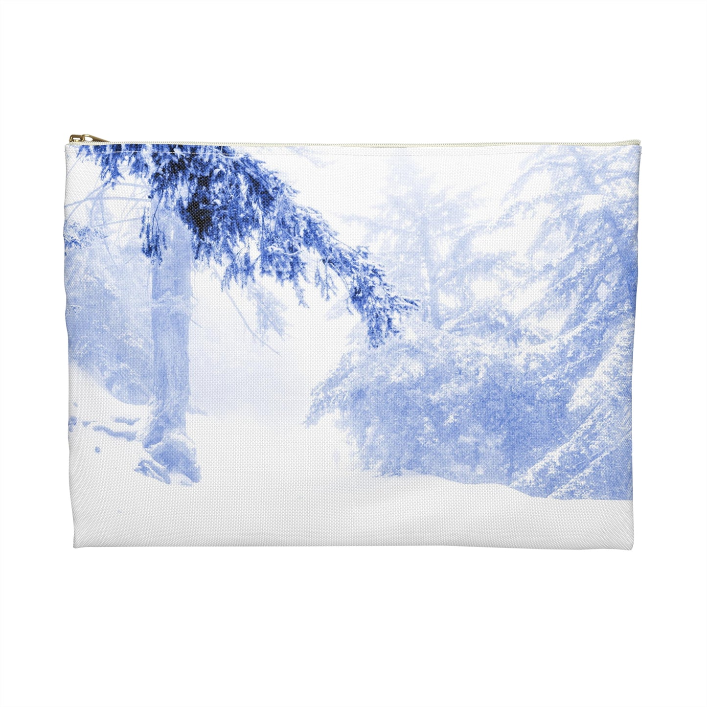 Ethereal forest in deep blue sea and falling snow accessory pouch