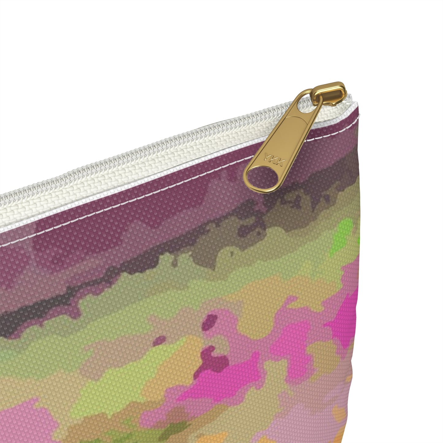 Graffiti and peeling paint in day-glo accessory pouch