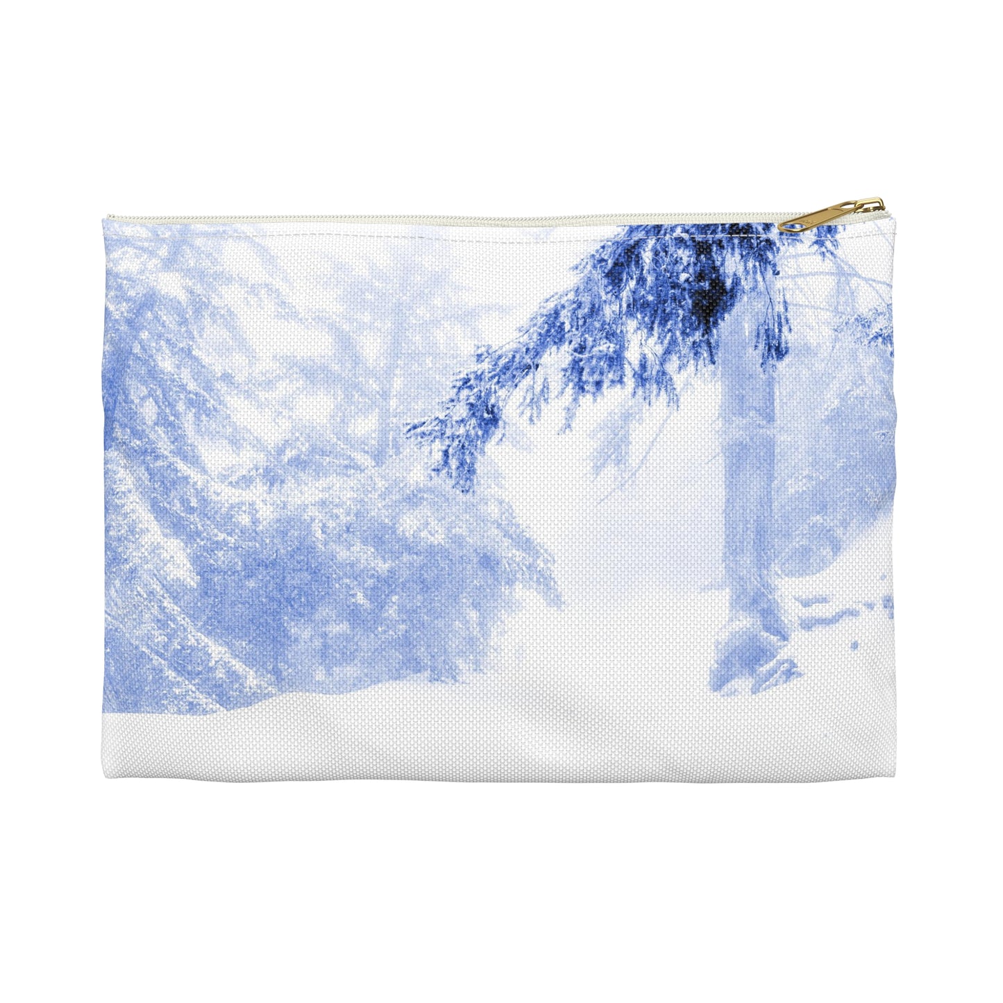 Ethereal forest in deep blue sea and falling snow accessory pouch