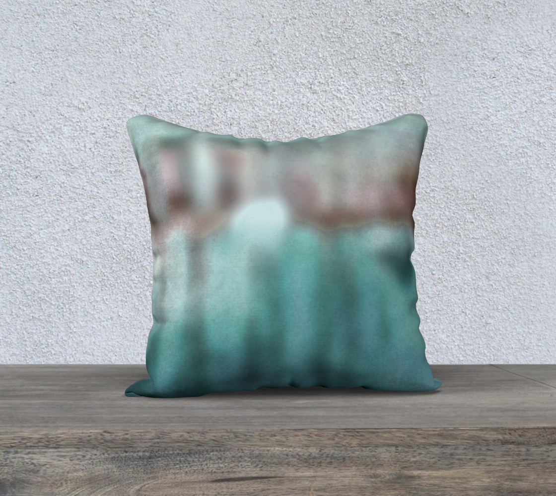 Autumn reflections - teal and wine 18 x 18 pillow case