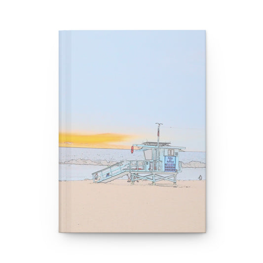 Dusk at the lifeguard tower - Venice Beach -  hardcover journal - matte finish