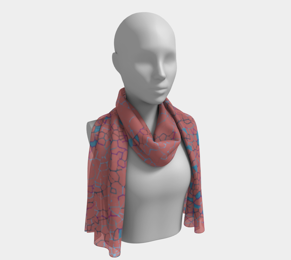 Coral abstract oblong scarf