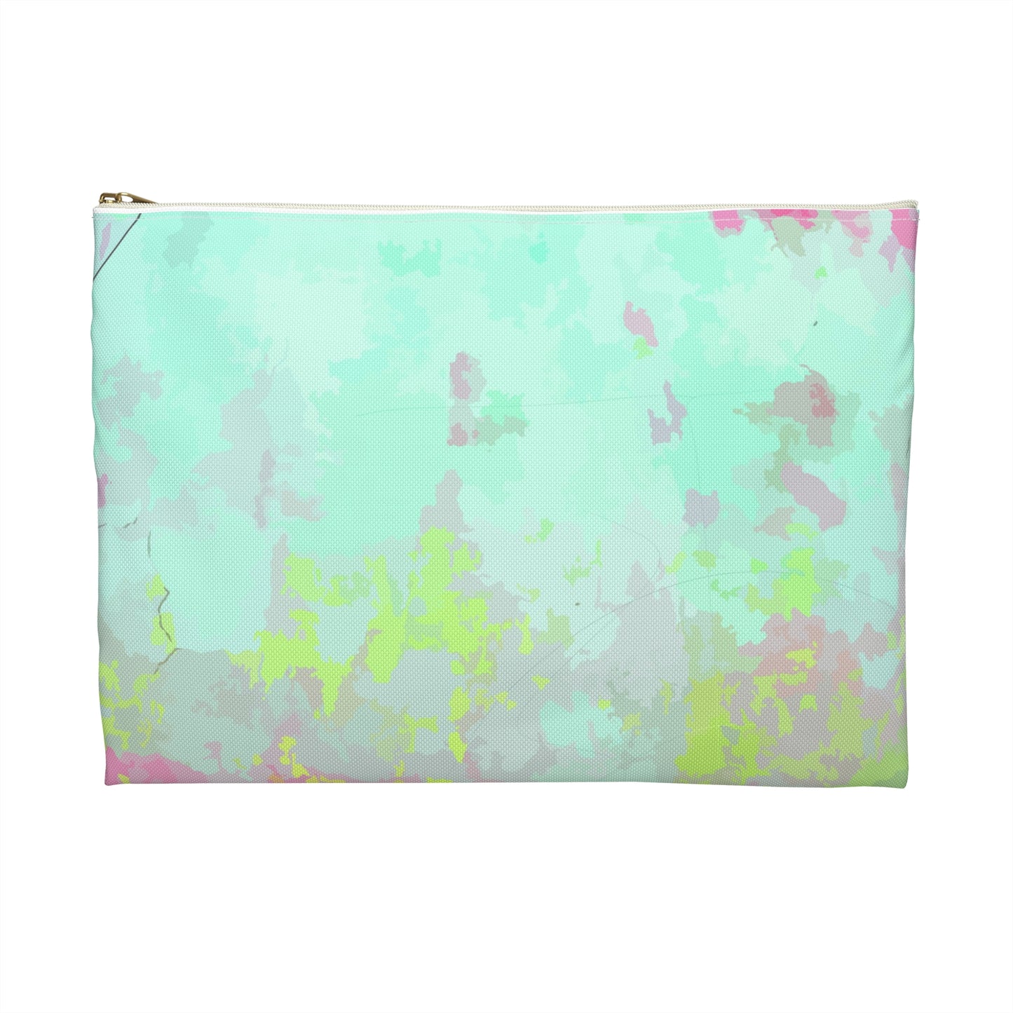 Graffiti and peeling paint in day-glo accessory pouch