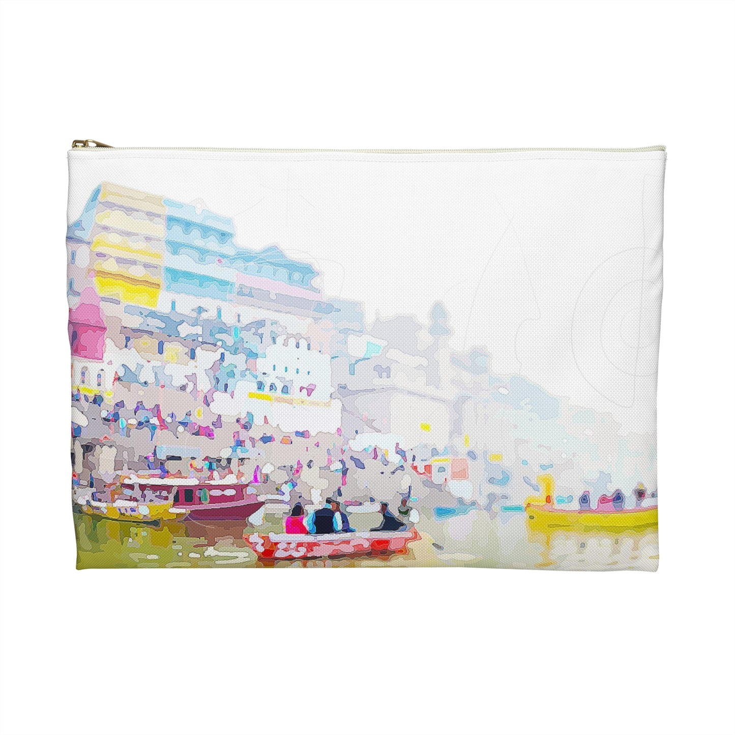 Colorful boats on the Ganges River accessory pouch