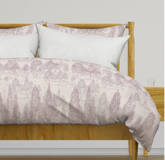 Meandering through the rosy forest duvet