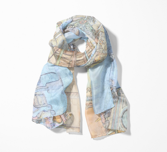 Faded merry go round oblong scarf