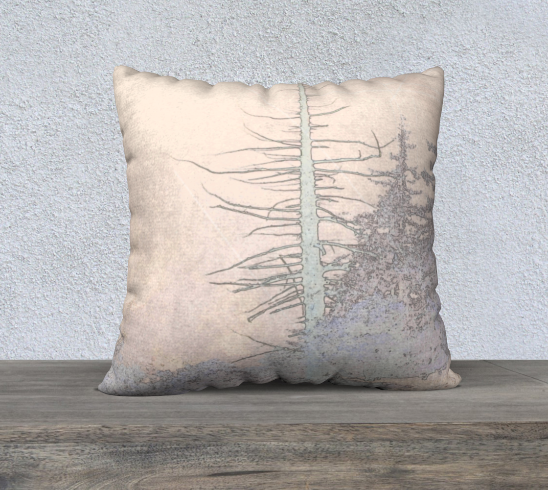 Silhouette of pines in shades of griege throw pillow cover - 22 x 22