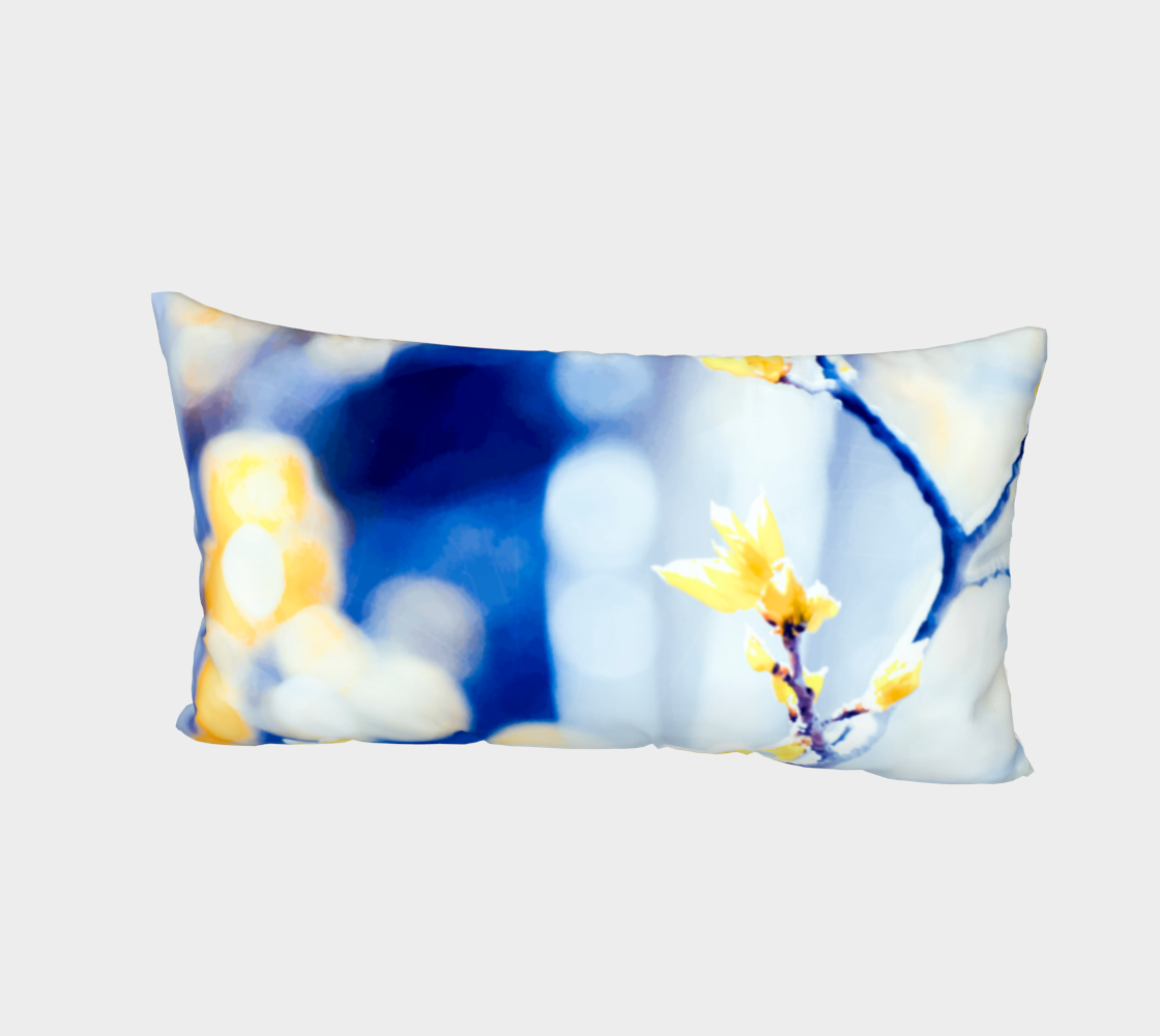 Branches and bokeh in blue and gold pillow sham