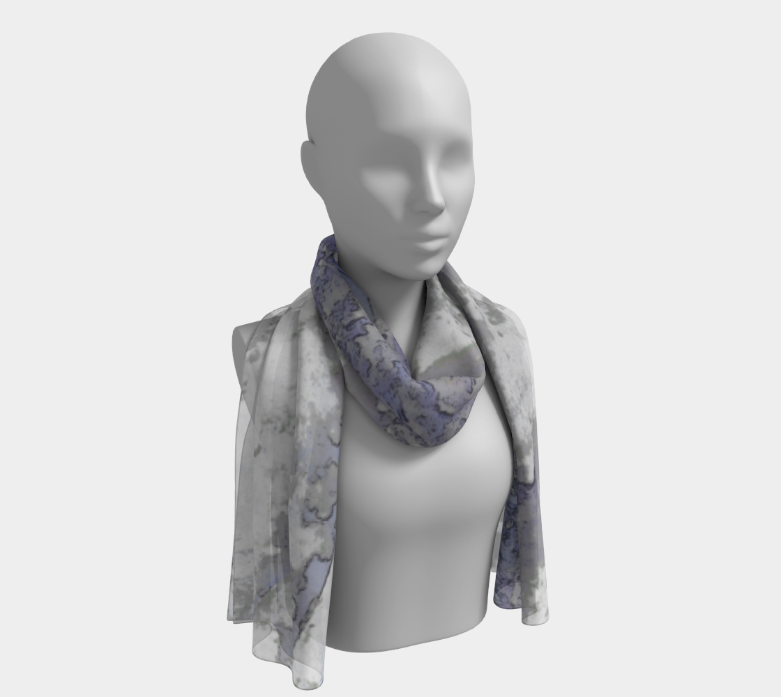 Indigo and grey abstract cityscape silk scarf