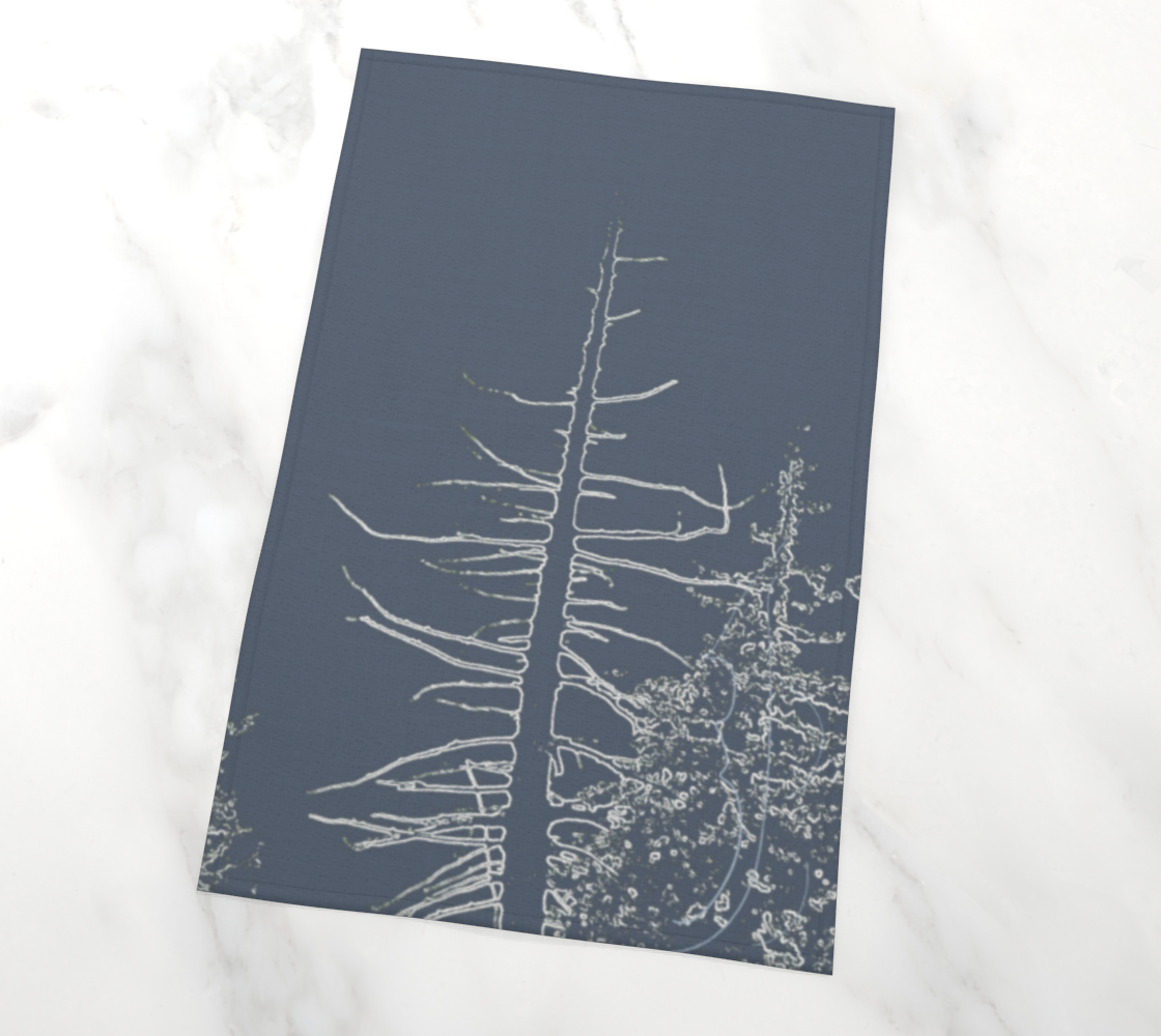 Tree silhouette - navy/white tea towel