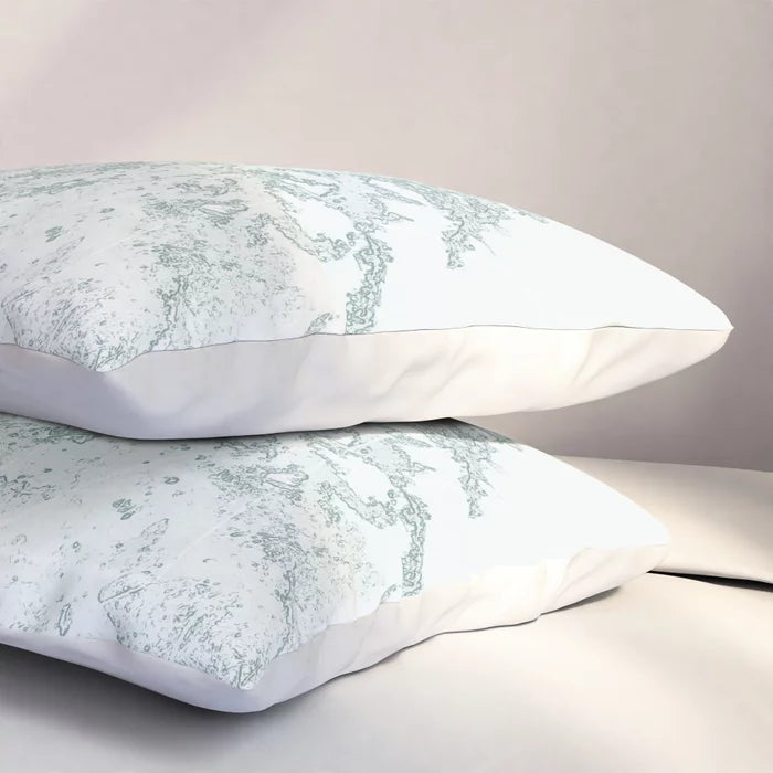 Icy forest in pale green pillow sham