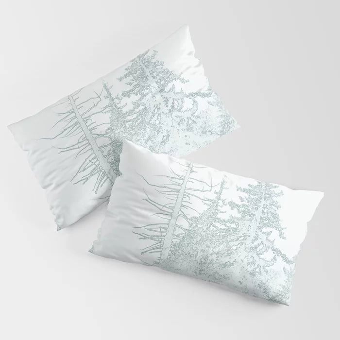 Icy forest in pale green pillow sham