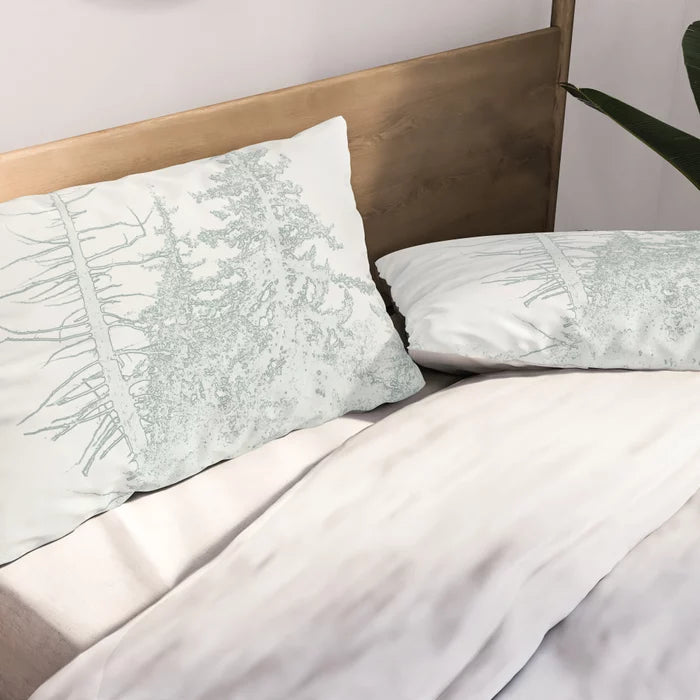 Icy forest in pale green pillow sham