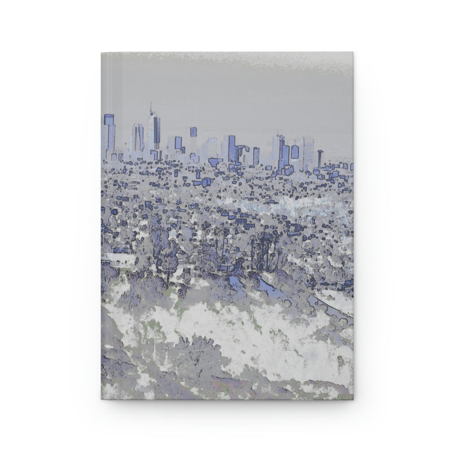 Indigo and gray abstract retro cityscape hardcover journal - matte finish