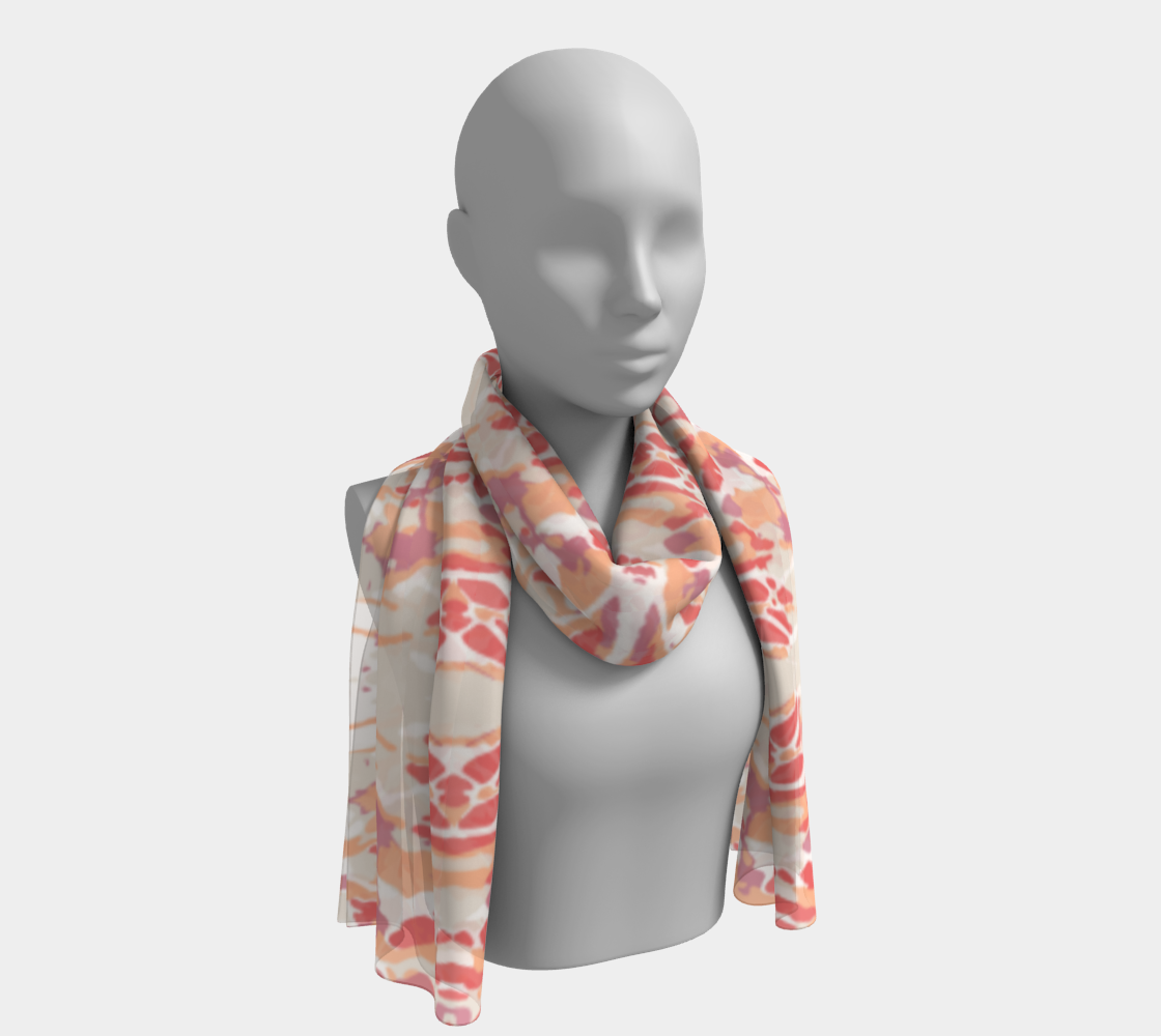 Stained glass window oblong scarf in shades of coral