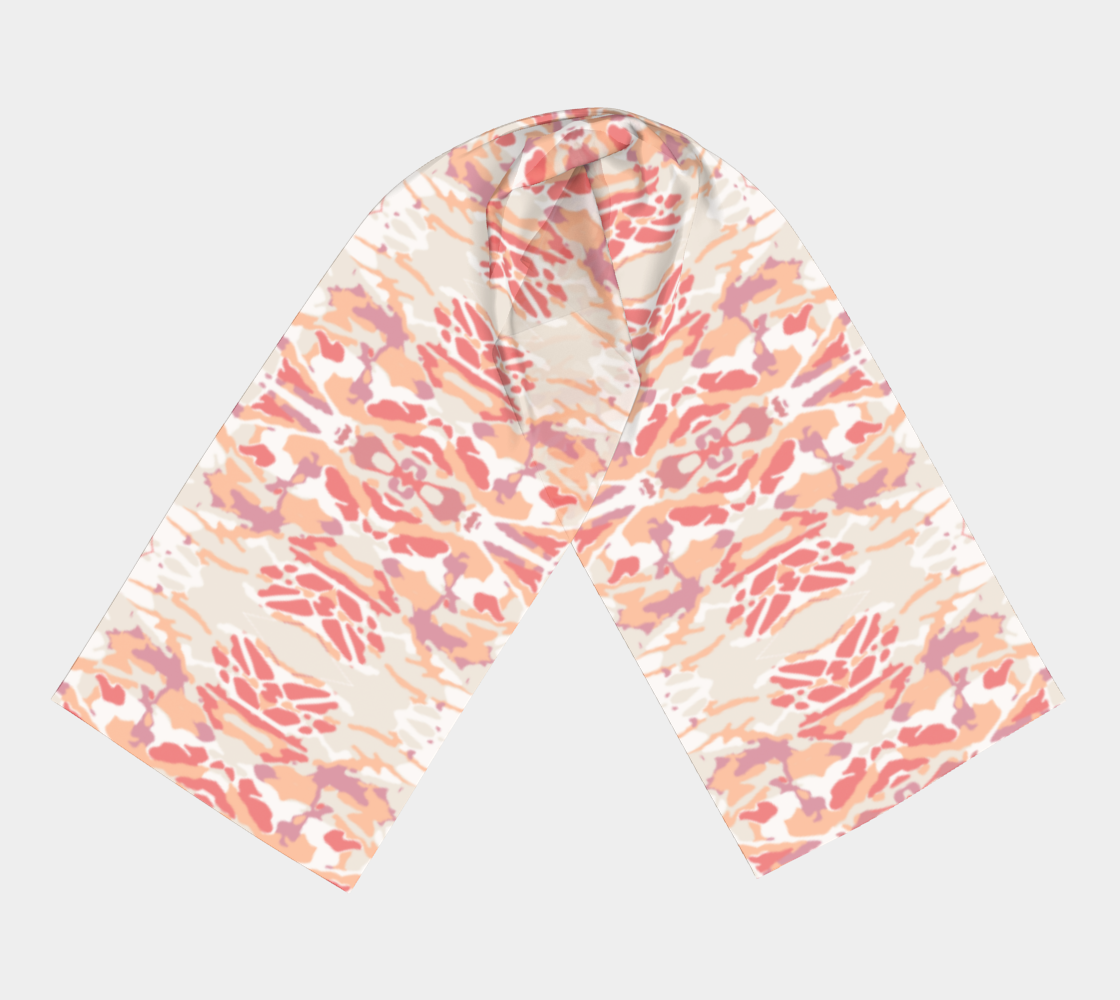 Stained glass window oblong scarf in shades of coral