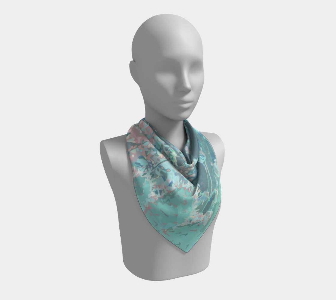Teals and turquoises botanical square scarf