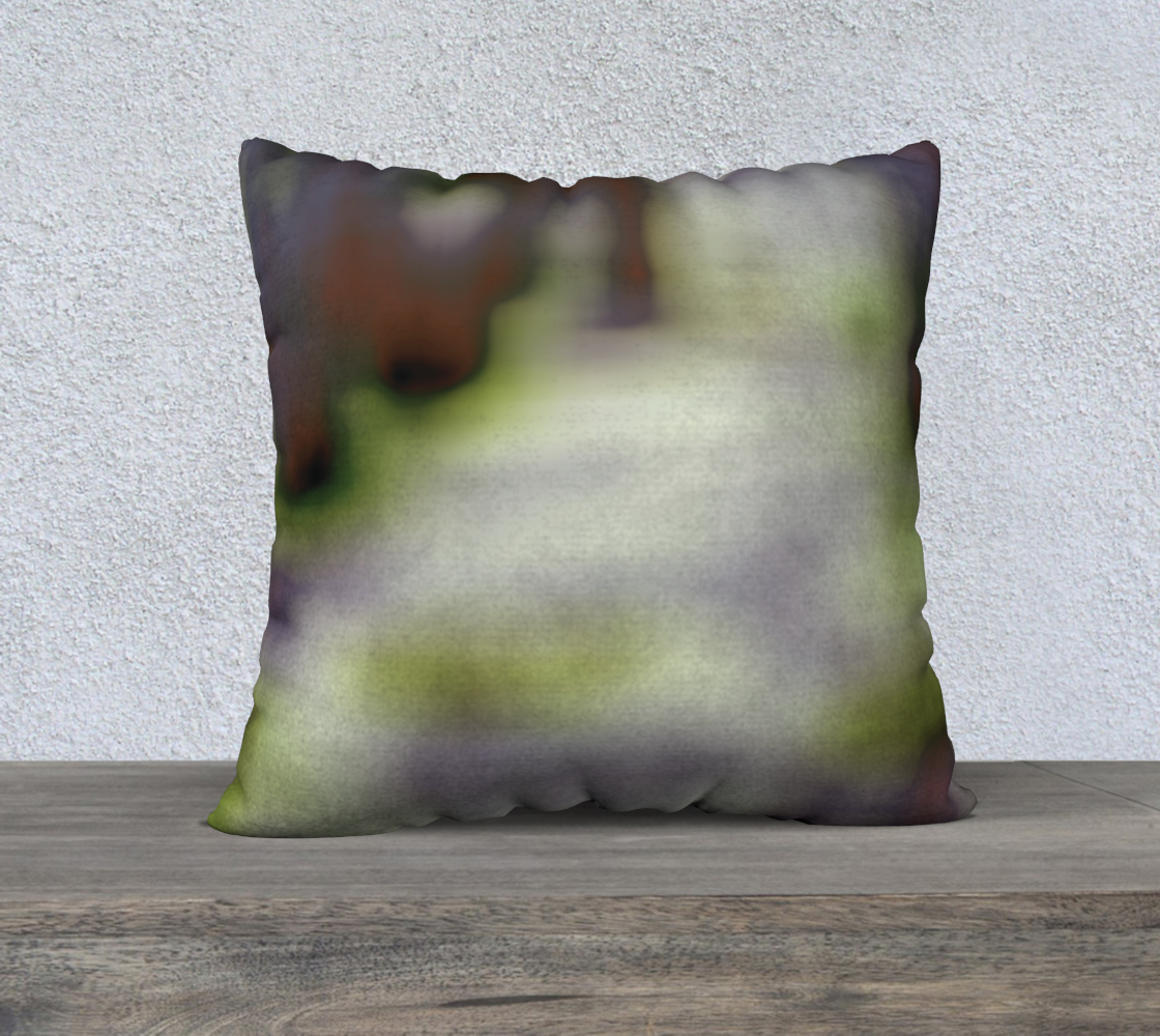 Shibori forest in olive and plum 22" square