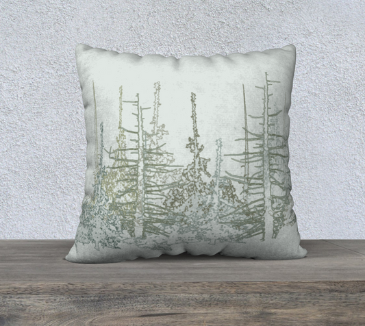 Forest in winter in shades of green - 22" square