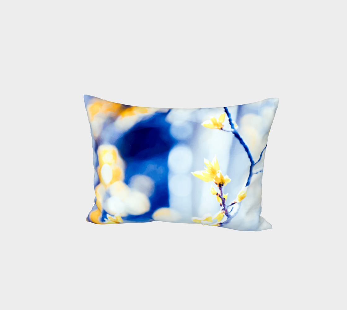 Branches and bokeh in blue and gold pillow sham