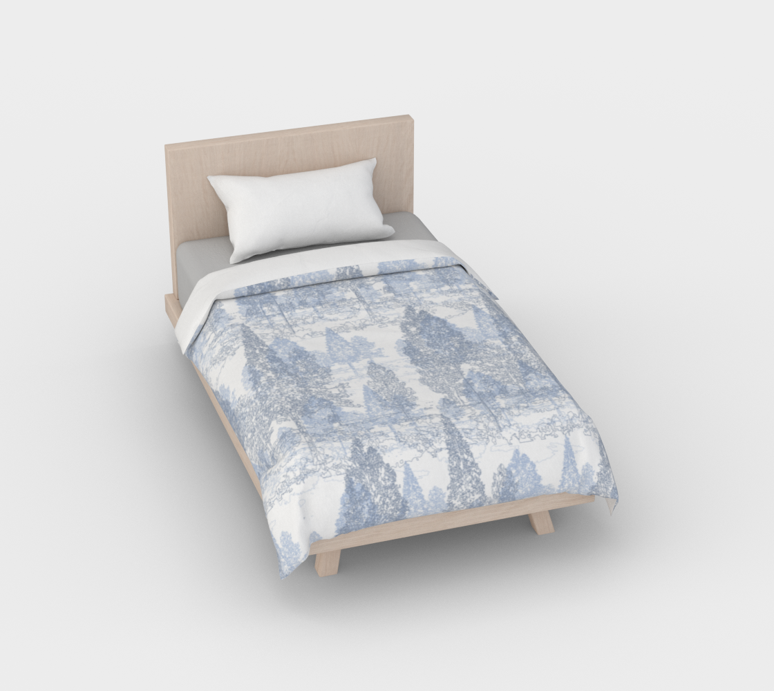 Meandering through the pale blue forest duvet