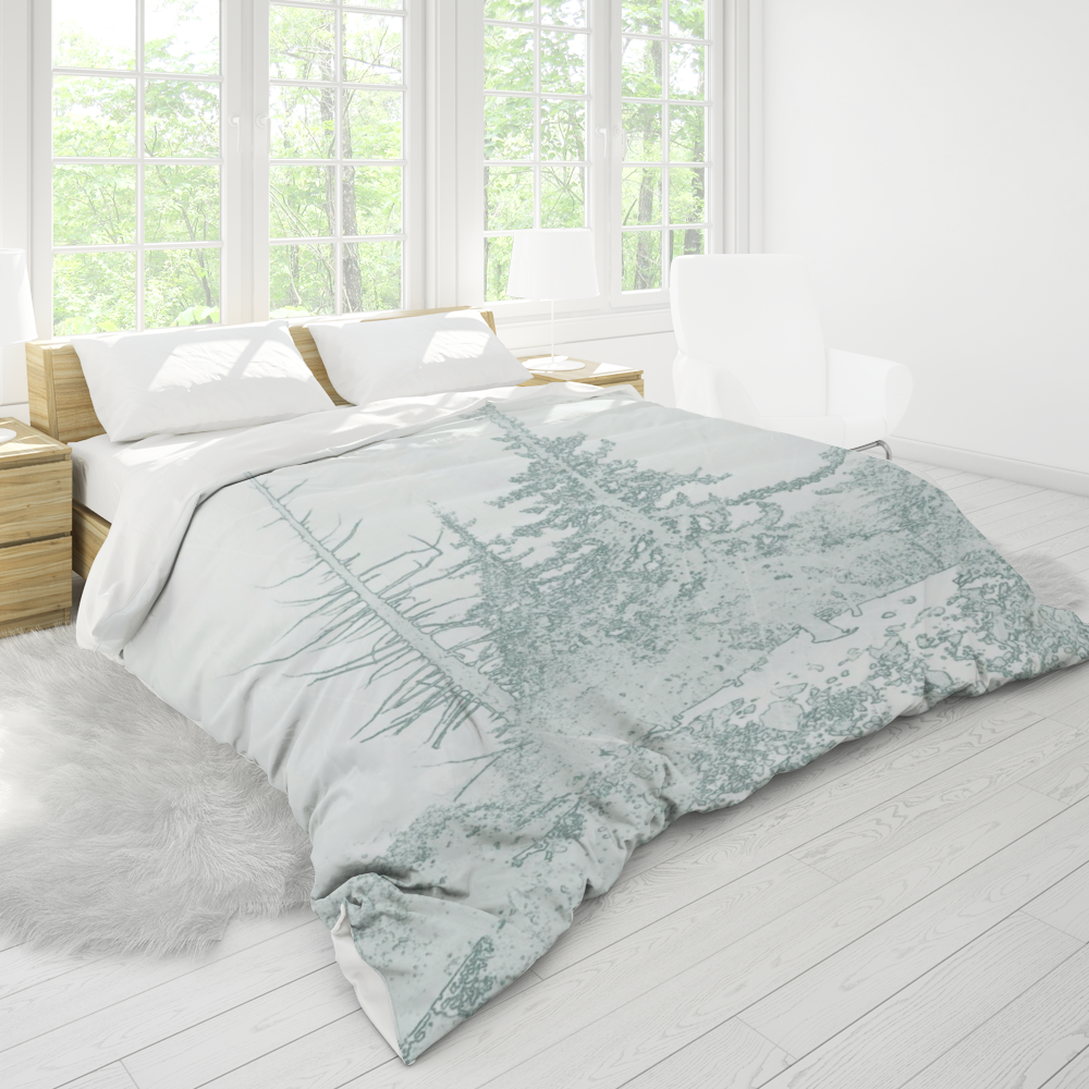 Icy Forest in Pale Green duvet cover