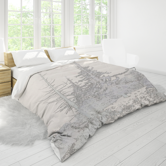 Icy forest in pale neutrals duvet