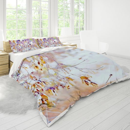 Tangle of twigs in peaches and cream duvet cover